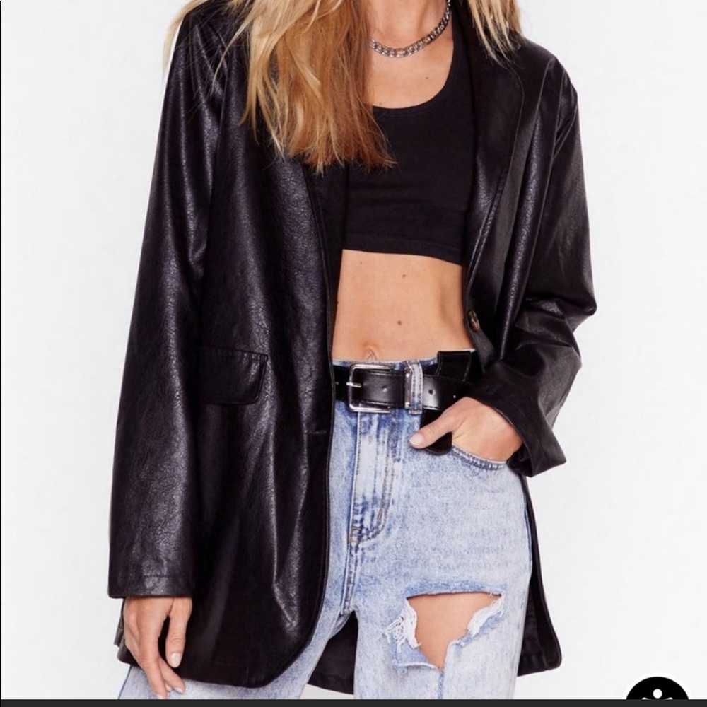 Nasty Gal faux leather oversized blazer